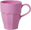 Rosa mugg i plast med handtag